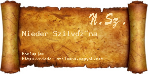 Nieder Szilvána névjegykártya